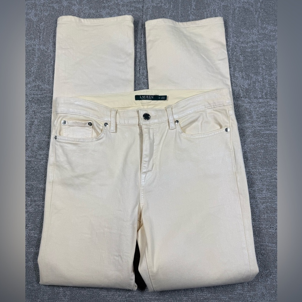 Lauren Ralph Lauren Women's Jeans  Cream Shiny Shimmer Jean Pant Size 10
